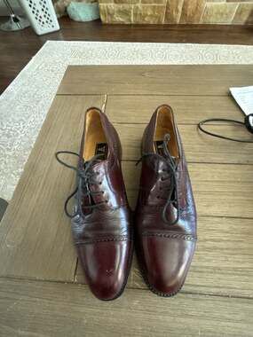 Miguel Angel Men's Burgundy Leather Cap Toe Derby Dress Shoes
